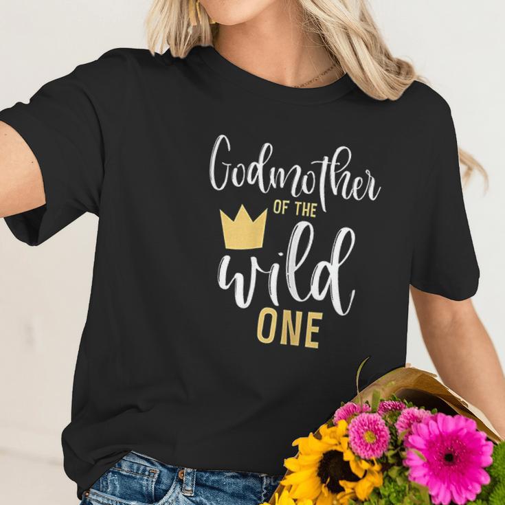 Godmother Of The Wild One Birthday Women T-Shirt Gifts for Her