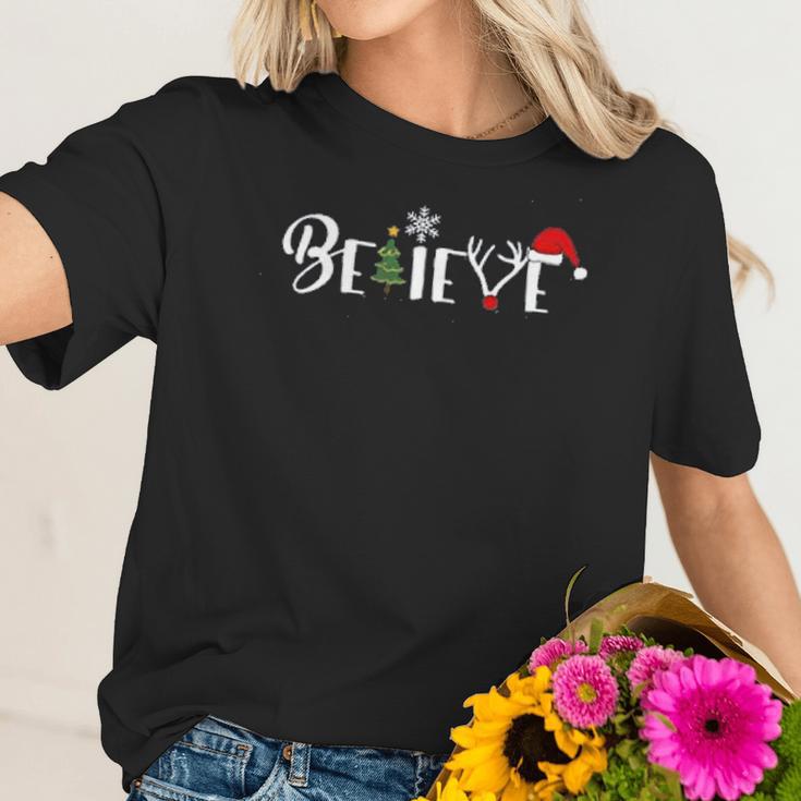 Grinch Christmas Believe Tree Women T-Shirt Gifts for Her