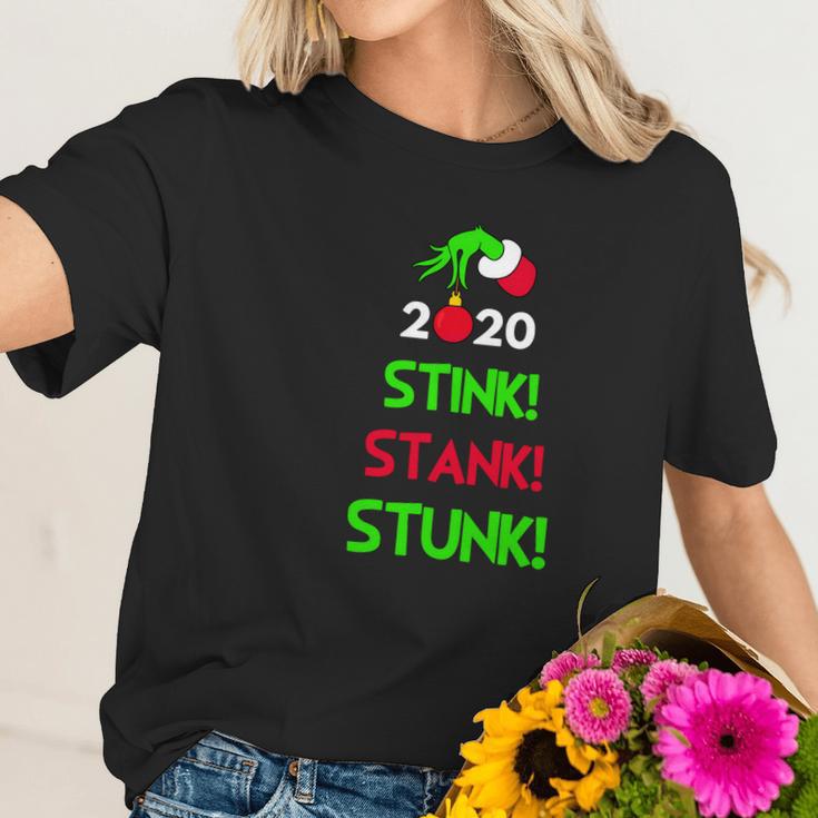 The Grinch Hand Holding 2020 Stink Stank Stunk Christmas Women T-Shirt Gifts for Her