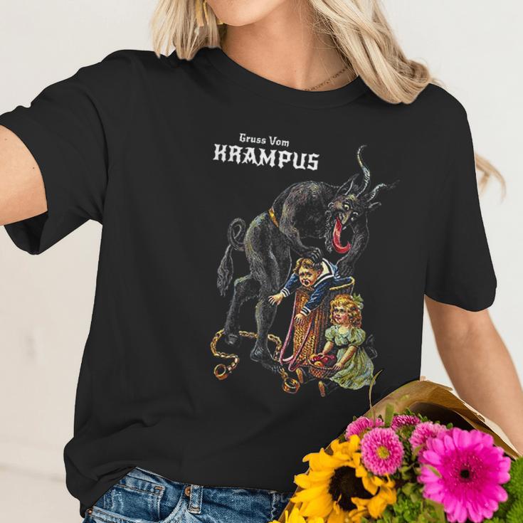 Gruss Vom Krampus Greetings From Christmas Germanic Demon Women T-Shirt Gifts for Her