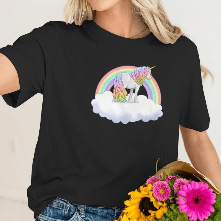 Gypsy Vanner Draft Horse Rainbow Unicorn Women T-Shirt Gifts for Her