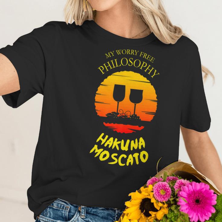 Hakuna Moscato It Means Drink Fine Wine Funny Women T-Shirt Gifts for Her