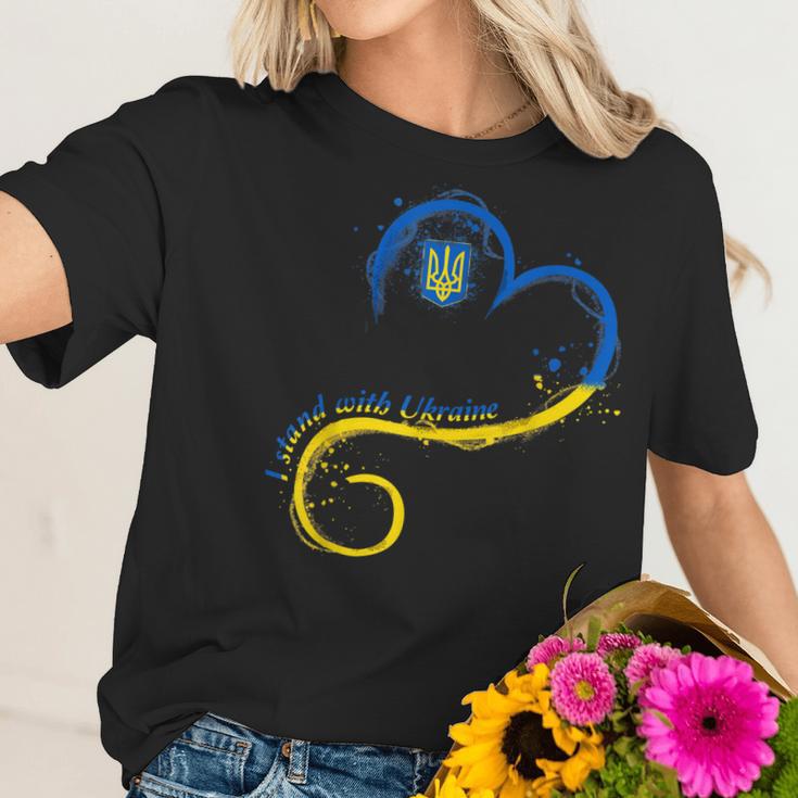 Heart Ukraine Trident Ukrainian Flag I Stand With Ukraine Men Women T-Shirt Graphic Print Casual Unisex Tee Women T-Shirt Gifts for Her