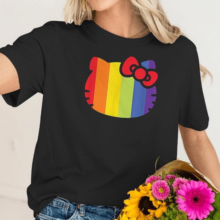 Hello Kitty Rainbow Stripe Women T-Shirt Gifts for Her