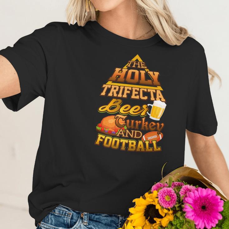 The Holy Trifecta Beer Turkey And Football Women T-Shirt Gifts for Her