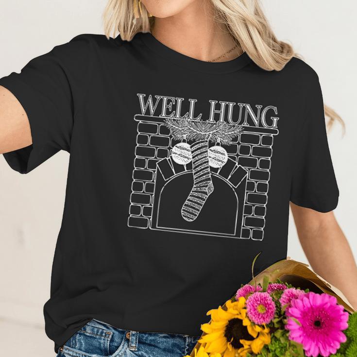 Well Hung Funny Christmas Stocking Deluxe Women T-Shirt Gifts for Her