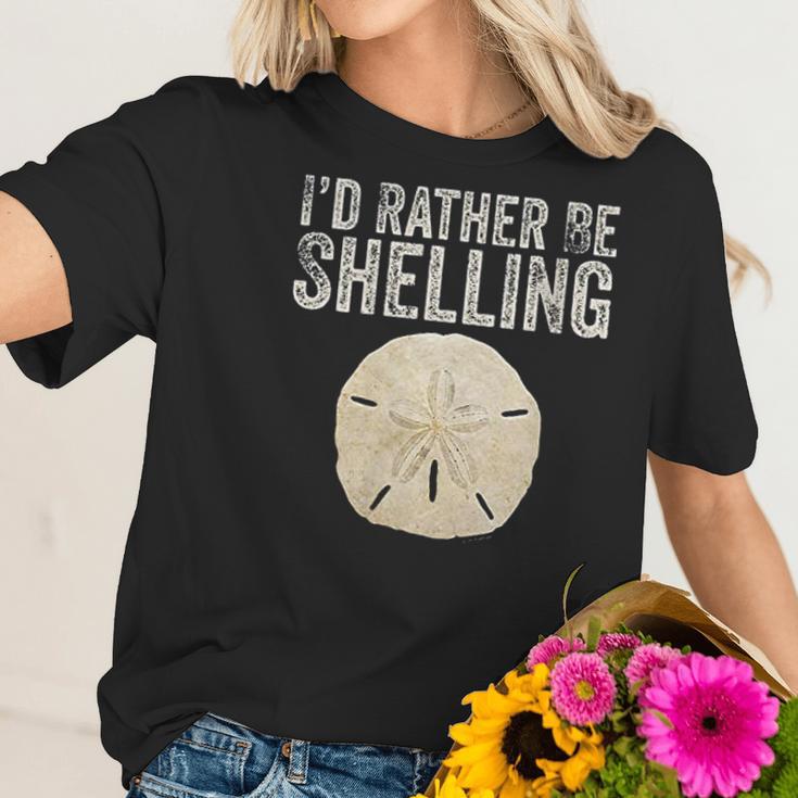 Womens Id Rather Be Shelling For Ocean Loving Sea Shell Hunters V-Neck T-Shirt Women T-Shirt Gifts for Her