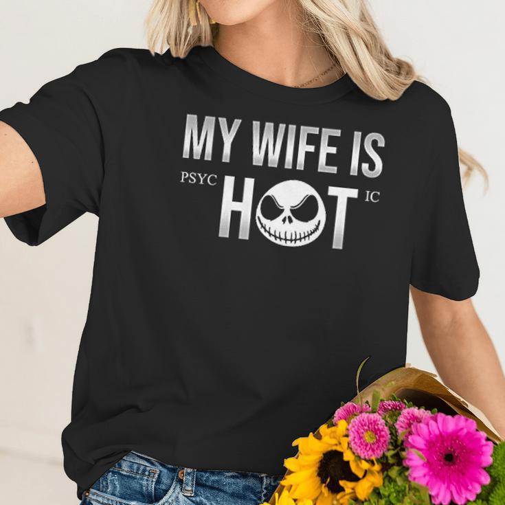 Jack Skellington My Wife Is Hot Funny Vintage Trending Awesome Gift Women T-Shirt Gifts for Her