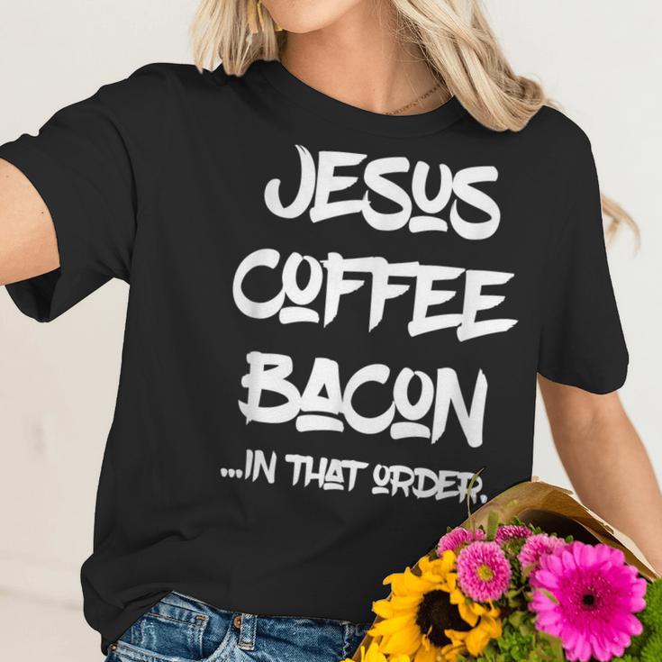 Jesus Coffee Bacon By Virtue Clothing Women T-Shirt Gifts for Her