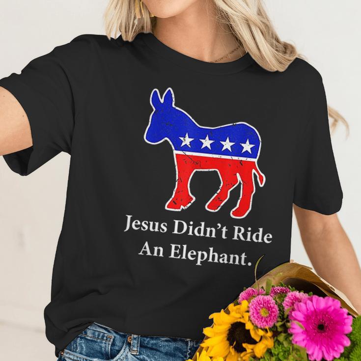 Jesus Didnt Ride An Elephant Vintage Democrat Donkey Women T-Shirt Gifts for Her