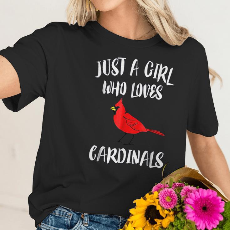 Just A Girl Who Loves Cardinals Bird Birding Gift Women T-Shirt Gifts for Her