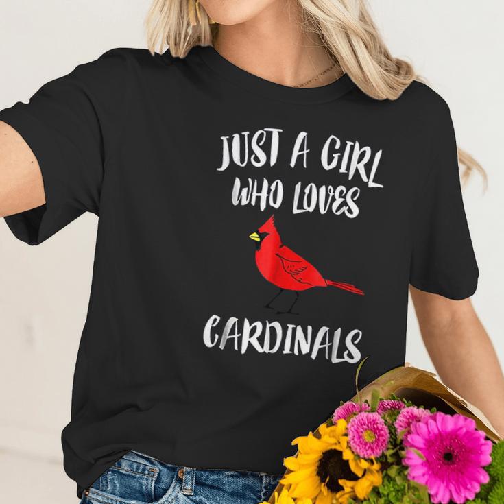 Just A Girl Who Loves Cardinals Bird Birding Gift Women T-Shirt Gifts for Her