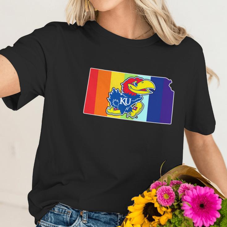 Kansas Jayhawks Rainbow Women T-Shirt Gifts for Her