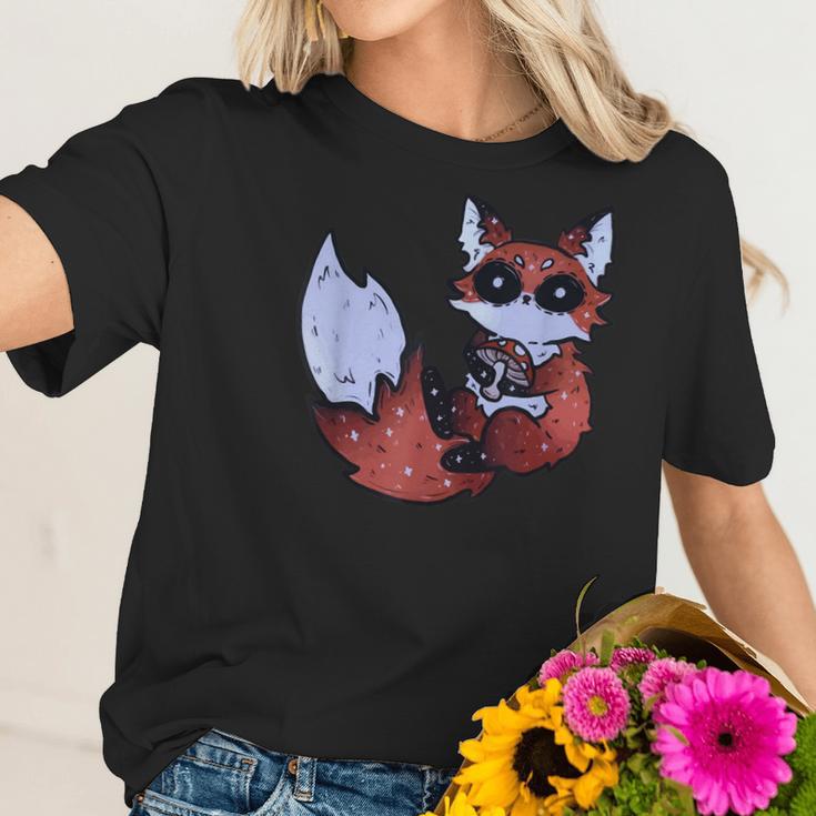 Kawaii Pastel Goth Art Cute Creepy Red Fox Fennec Grey Fox Men Women T-Shirt Graphic Print Casual Unisex Tee Women T-Shirt Gifts for Her