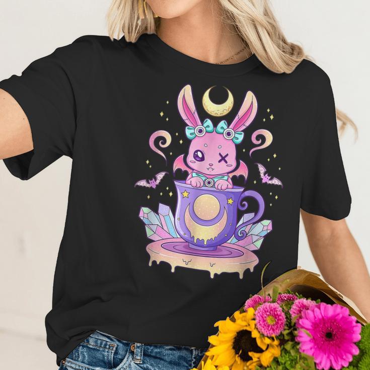 Kawaii Pastel Goth Cute Creepy Bunny In Teacup Men Women T-Shirt Graphic Print Casual Unisex Tee Women T-Shirt Gifts for Her