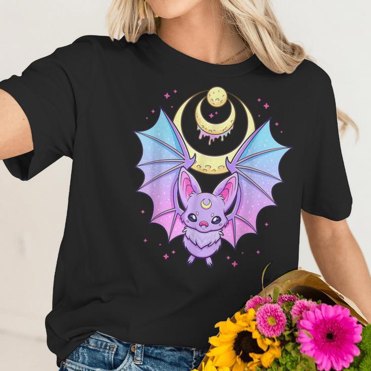 Kawaii Pastel Goth Cute Creepy Crescent Moon Bat Men Women T-Shirt Graphic Print Casual Unisex Tee Women T-Shirt Gifts for Her