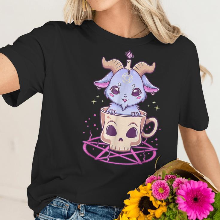 Kawaii Pastel Goth Cute Creepy Pentacle Baphomet Goat V2 Men Women T-Shirt Graphic Print Casual Unisex Tee Women T-Shirt Gifts for Her