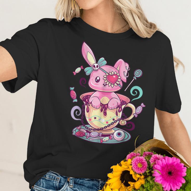 Kawaii Pastel Goth Cute Creepy Rabbit Menhera Occult Bunny Men Women T-Shirt Graphic Print Casual Unisex Tee Women T-Shirt Gifts for Her