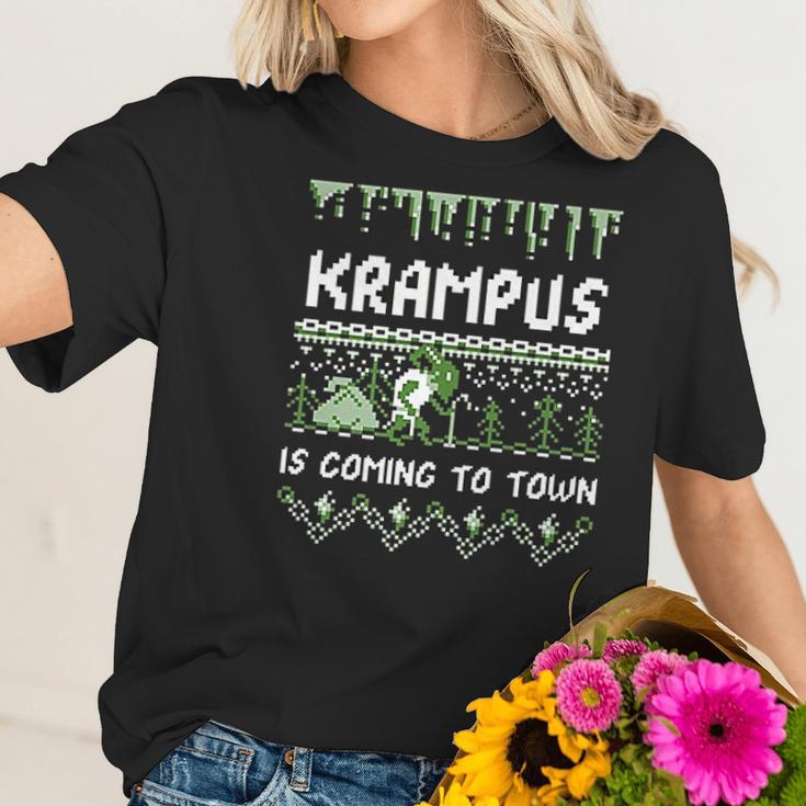 Krampus Is Coming To Town Funny Krampus Christmas Women T-Shirt Gifts for Her