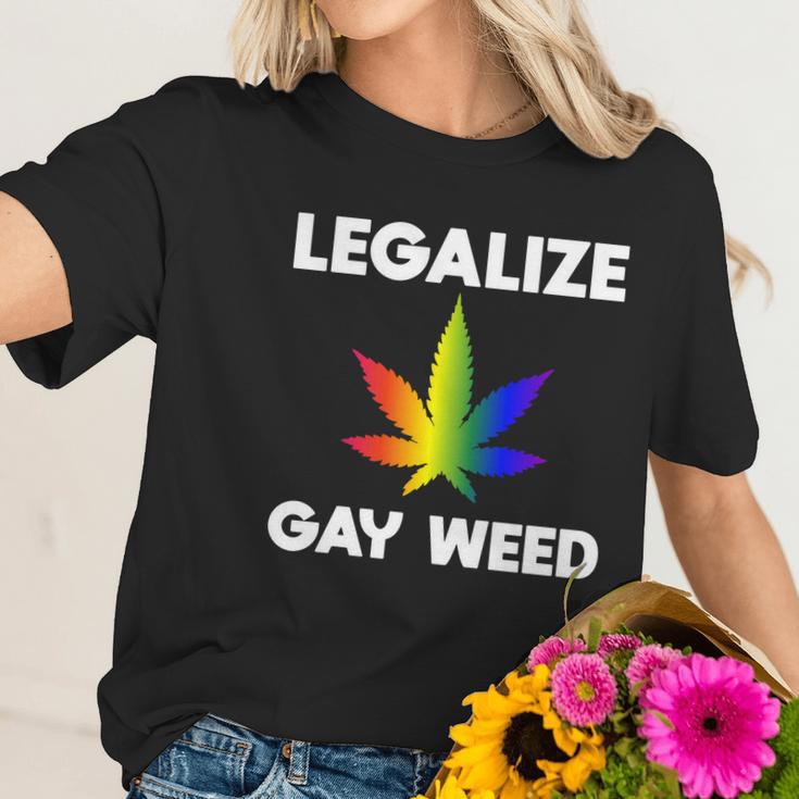 Legalize Gay Weed Rainbow Pride Flag Lgbtq Cool Lgbt Gift Graphic Design Printed Casual Daily Basic Women T-Shirt Gifts for Her