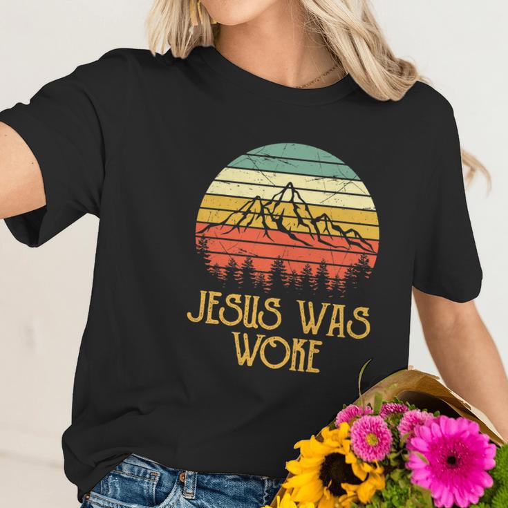 Liberal Democrat Jesus Was Woke Christian Women T-Shirt Gifts for Her