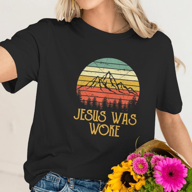 Liberal Democrat Jesus Was Woke Funny Christian Women T-Shirt Gifts for Her