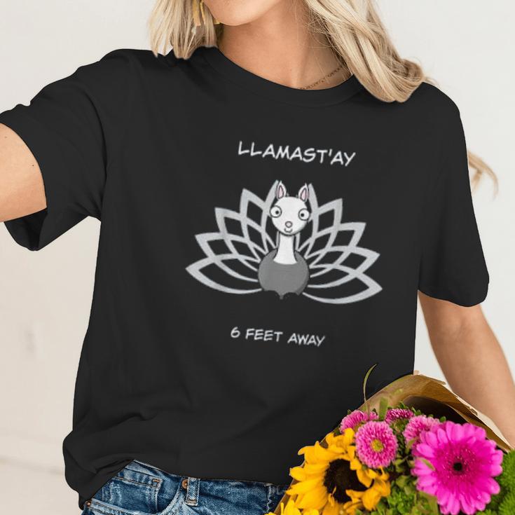 Llamastay 6 Feet Away Funny Social Distancing Women T-Shirt Gifts for Her