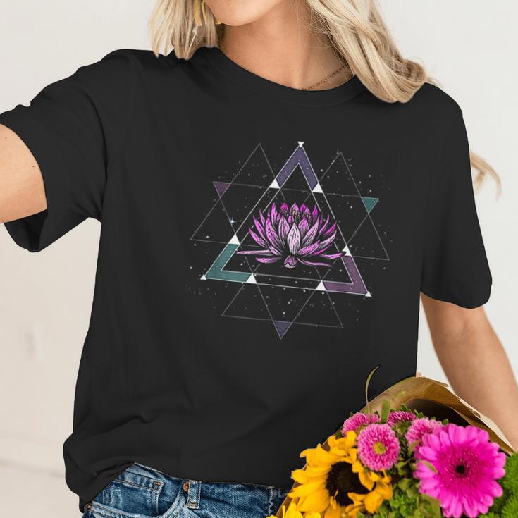 Lotus Flower Sacred Geometry Yoga Meditation Women T-Shirt Gifts for Her