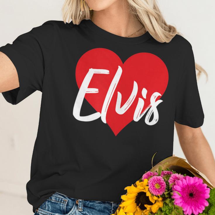 I Love Elvis First Name I Heart Named Men Women T-Shirt Graphic Print Casual Unisex Tee Women T-Shirt Gifts for Her