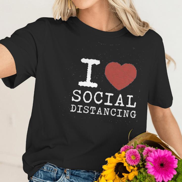 I Love Social Distancing Women Heart Funny Women T-Shirt Gifts for Her