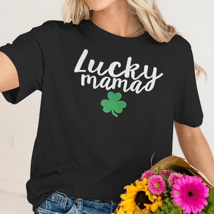 Lucky Mama St Patrick Day Mommy And Me Scoop Neck Women T-Shirt Gifts for Her