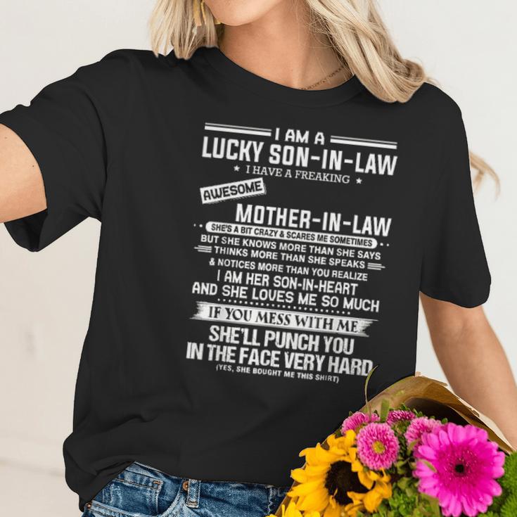 Lucky Son In Law Off A Freaking Mother In Law Women T-Shirt Gifts for Her