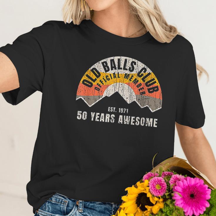 Mens Retro 50Th 1971 Birthday 50 Years Awesome Old Balls Club Women T-Shirt Gifts for Her