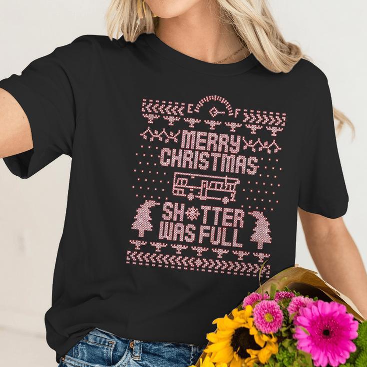 Merry Christmas Shitter Was Full Shitter Funny Retro Classic Xmas Women T-Shirt Gifts for Her