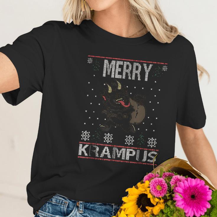 Merry Krampus Demon Claus Christmas Women T-Shirt Gifts for Her