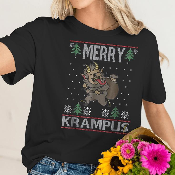 Merry Krampus Funny Ugly Christmas Gift Women T-Shirt Gifts for Her