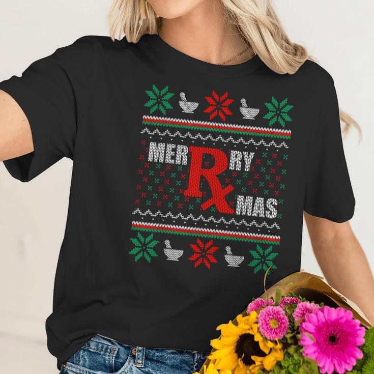 Merry Xmas Pharmacist Ugly Christmas Sweater Pharmacy Tech Sweater Women T-Shirt Gifts for Her