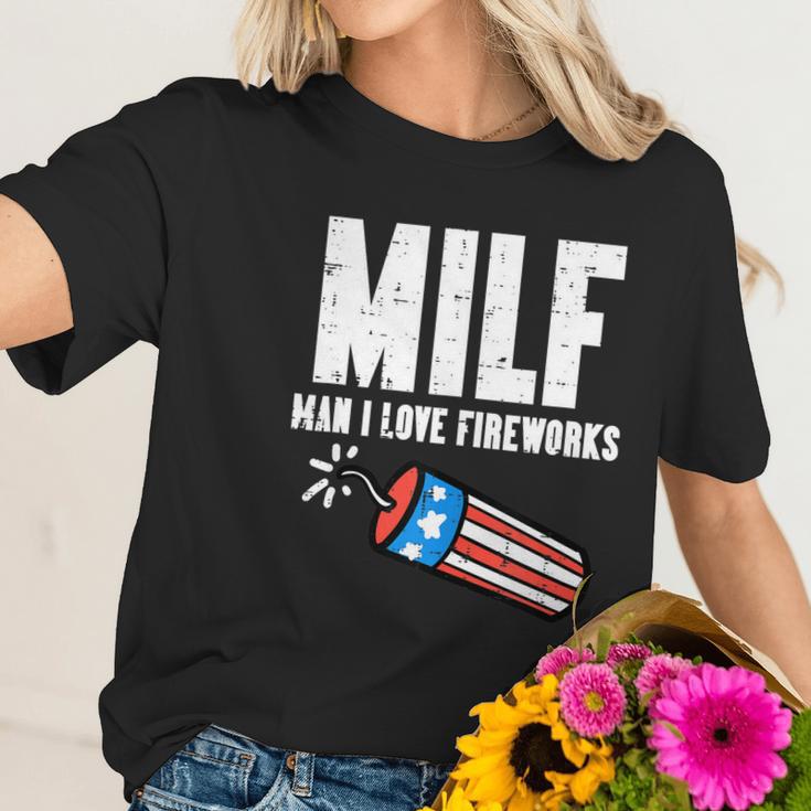 Milf Man I Love Fireworks Funny July 4Th Patriotic Men Women Women T-Shirt Gifts for Her