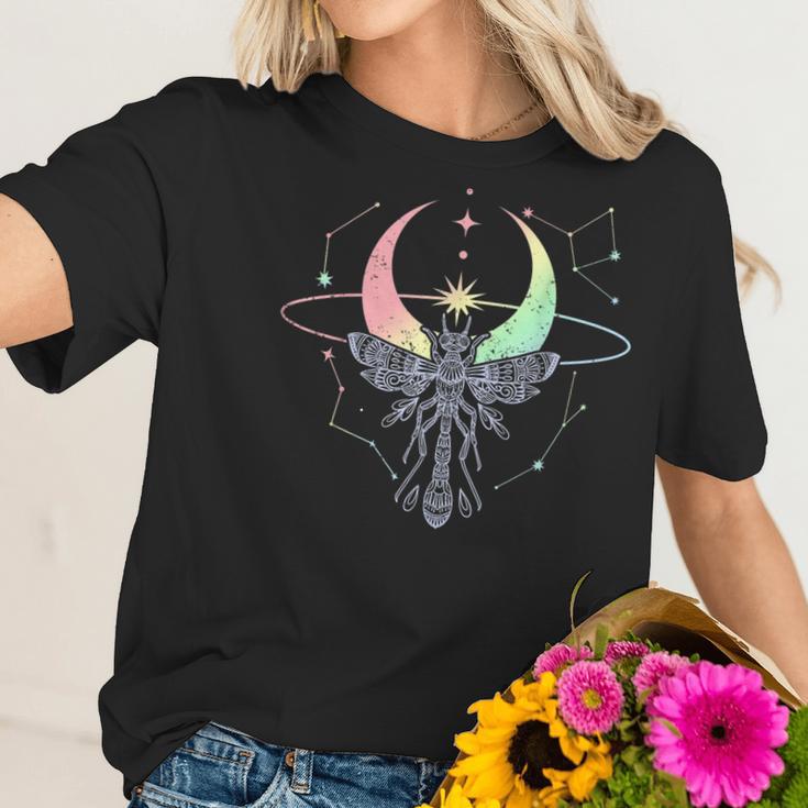 Moon Dragonfly Occult Vaporwave Anime Pagan Pastel Goth Women T-Shirt Gifts for Her