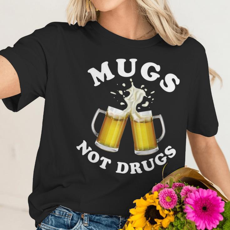 Mugs Not Drugs Funny St Patricks Day Beer Women T-Shirt Gifts for Her