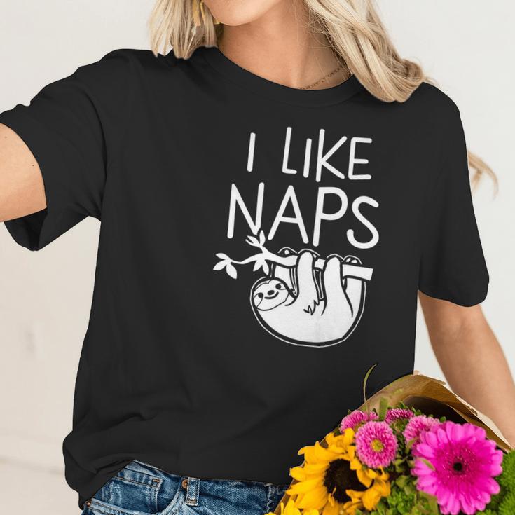 I Like Naps Napper Funny Humor Sloth Pun Women T-Shirt Gifts for Her