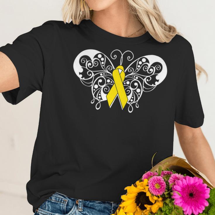 Neuroblastoma Awareness Ribbon Butterfly Women T-Shirt Gifts for Her