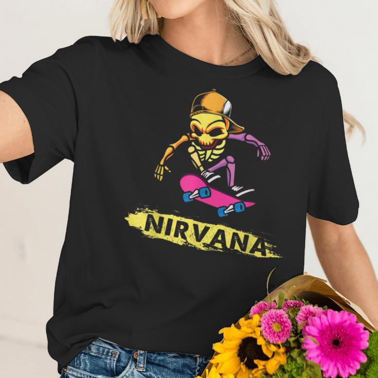 Nirvanas Skateboard Skelton V2 Men Women T-Shirt Graphic Print Casual Unisex Tee Women T-Shirt Gifts for Her