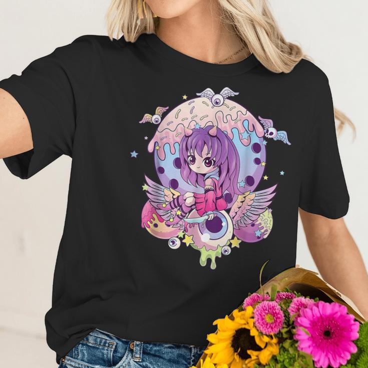 Pastel Goth Cute Creepy Witchy Girl Halloween Anime Girl Men Women T-Shirt Graphic Print Casual Unisex Tee Women T-Shirt Gifts for Her