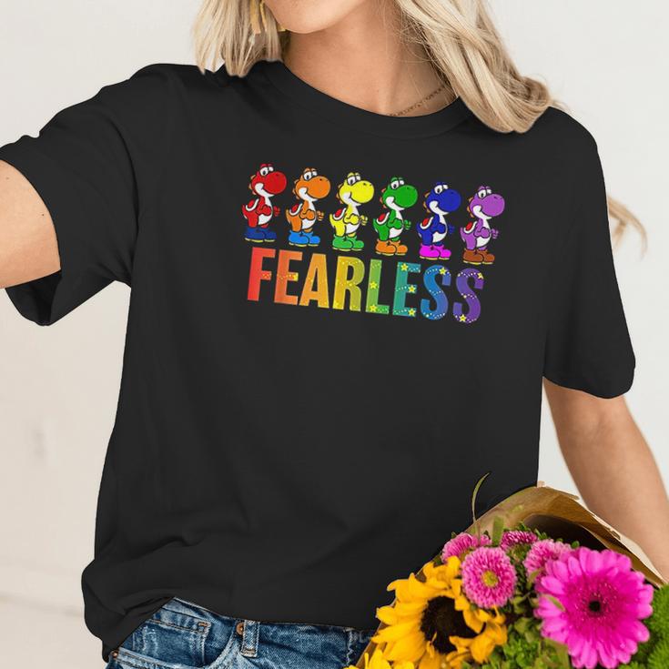 Pride Yoshi Fearless Rainbow Line Up Women T-Shirt Gifts for Her