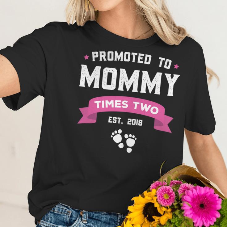 Promoted To Mommy Times Two Est 2018 Twin Mothers Day Women T-Shirt Gifts for Her