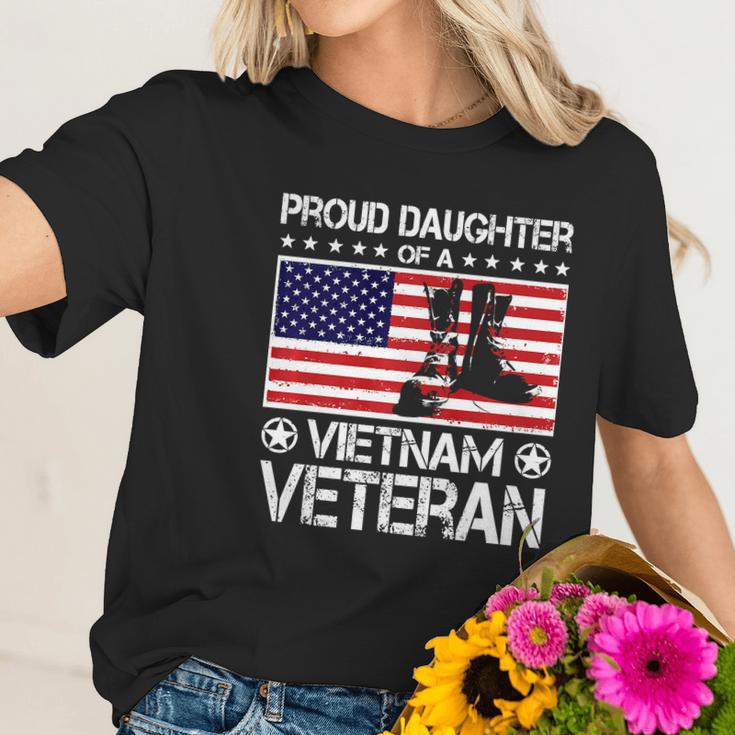 Proud Daughter Of Vietnam Veteran Us Flag Veteran Boots Graphic Design Printed Casual Daily Basic Women T-Shirt Gifts for Her