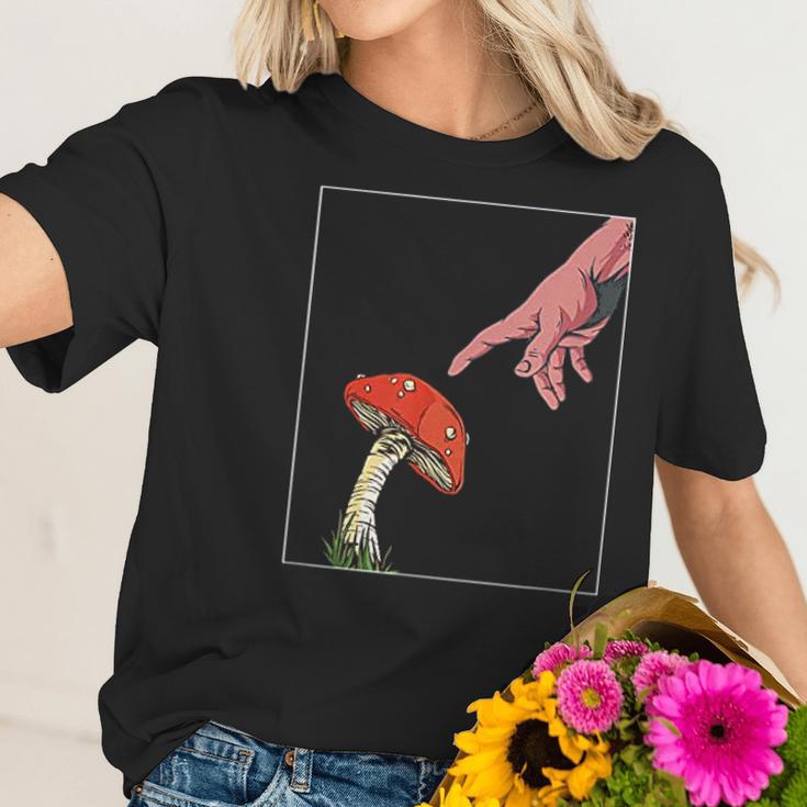 Psychedelic Mushroom Creation Of Adam Women T-Shirt Gifts for Her