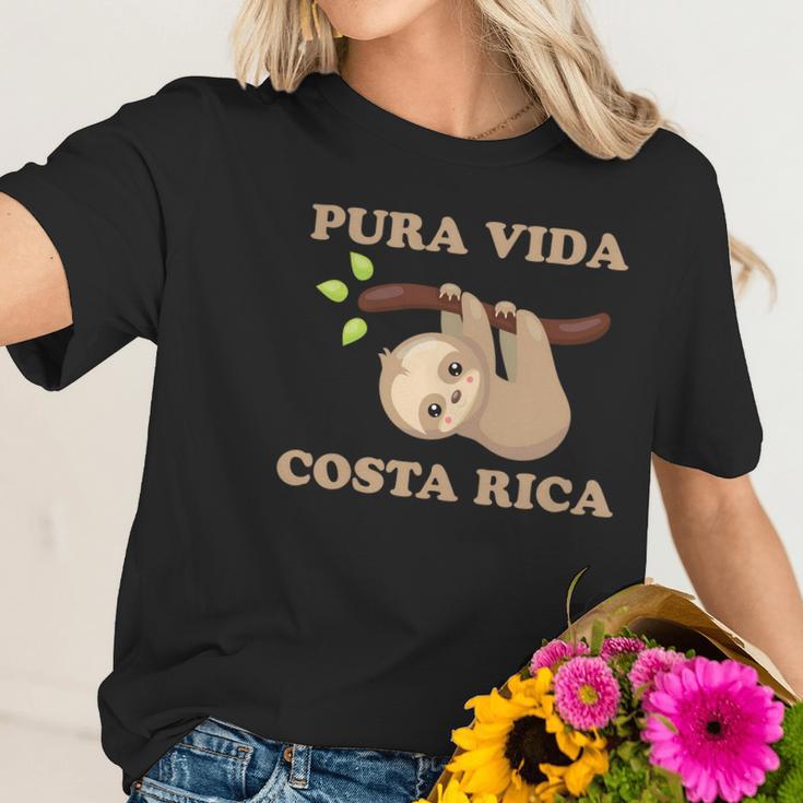 Pura Vida Sloth Costa Rica Women T-Shirt Gifts for Her