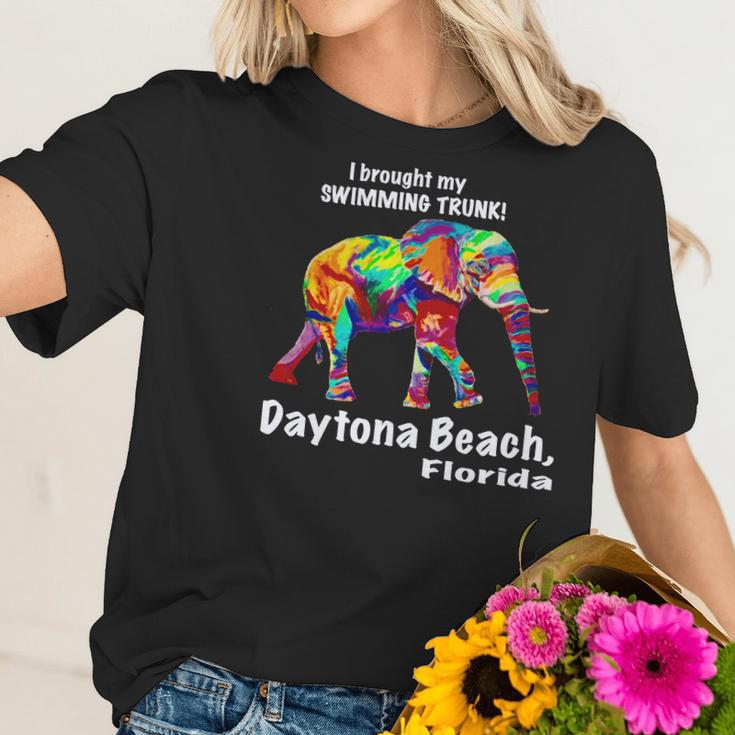 Rainbow Elephant Daytona Beach Florida Tee Women T-Shirt Gifts for Her